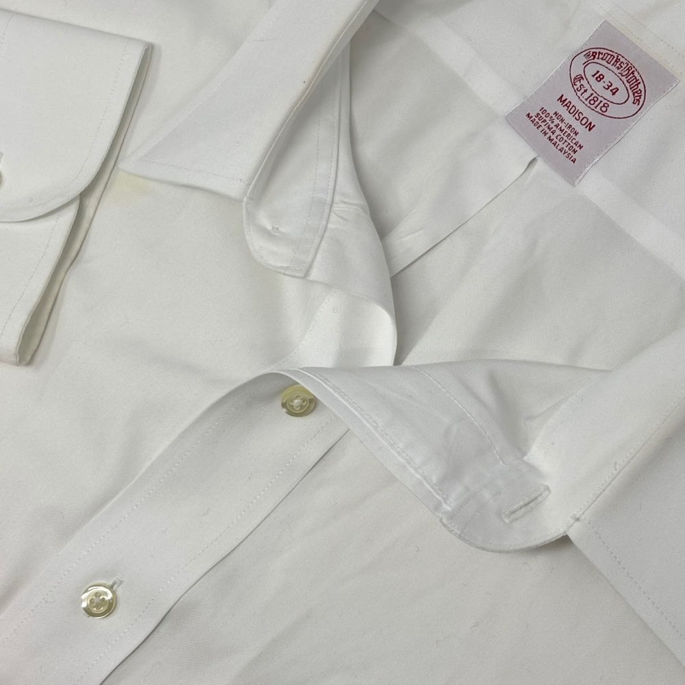 Brooks Brothers Madison White Dress Shirt Men's 18-34 Non Iron Button Up